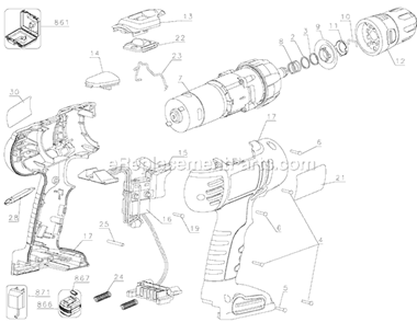 Page A Diagram and Parts List for HPD1802 Type 3 Black and Decker Cordless Drill